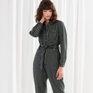 & Other Stories Black and White Checkered Jumpsuit